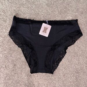 Savage X Fenty Black Lace Trim Mid-Rise Panties